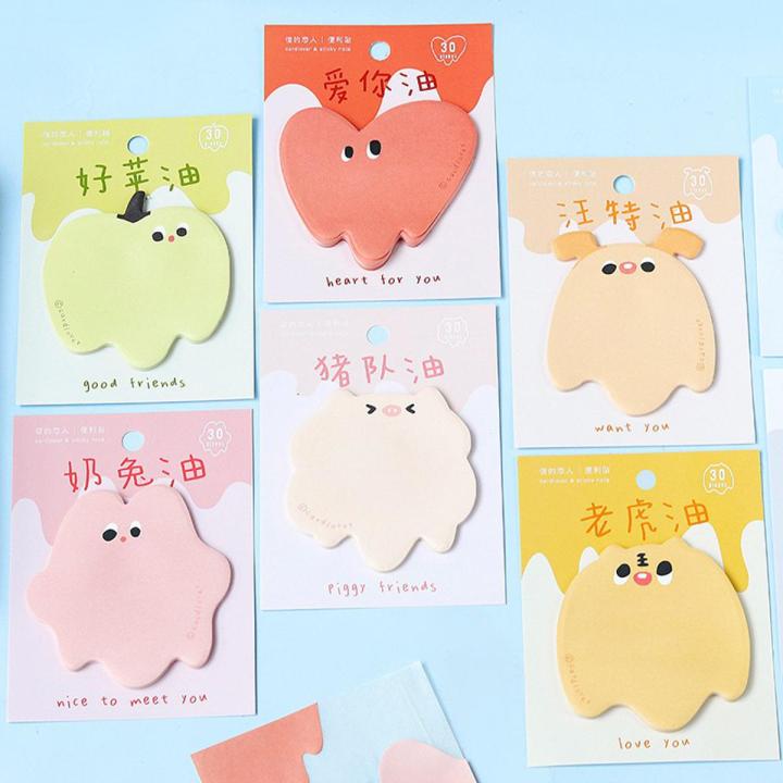 30 Sheets/set Cartoon Animal Sticky Notes Cute Memo Page Markers Flags ...