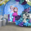 FROZEN ELSA BIRTHDAY Round BACKDROP / ELSA BIRTHDAY DECORATION / Birthday Backdrop / Birthday theme decoration / panaflex / Round backdrop curtain for birthday / birthday accessories. 
