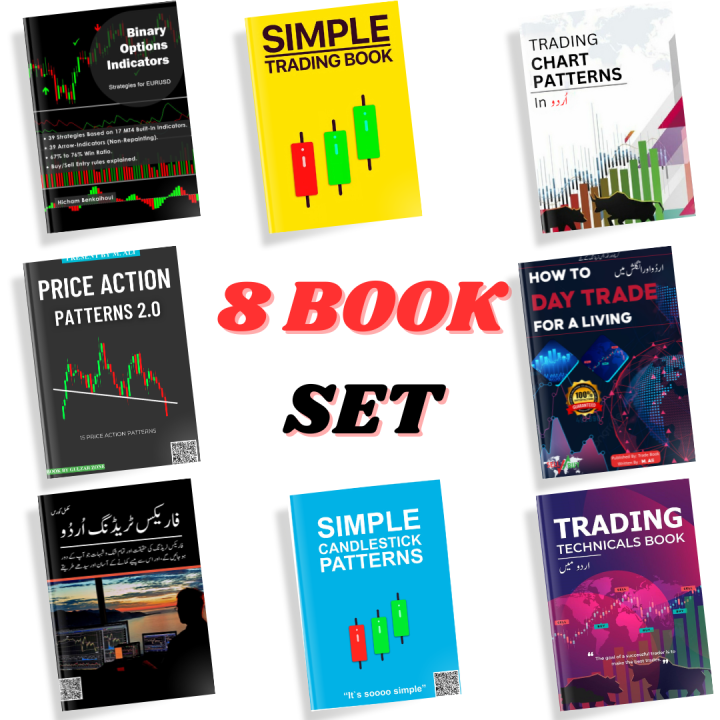 Pack Of 8 Trading Book - Binary Option - Simple Trading - How To Day Trade - Chart pattern & Tecnical Analysis - Candlestick pattern & Forex Trading - Crypto & Binomo Strategies - Combo Deal