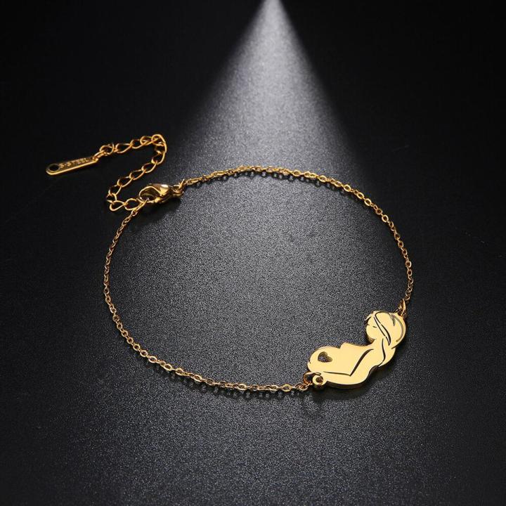 【Hengli jewelry story】Skyrim Elegant Mom Chain Stainless Steel Charm Bracelets Pulsera Jewelry Gift for Expectant Mother
