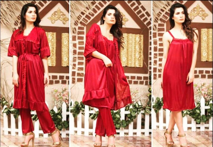 Sexy Nighty Set 3 Piece Women Romantic Night Dress Hot Bridal Night Suit GOWN Inner Dress Trouser Daraz.pk