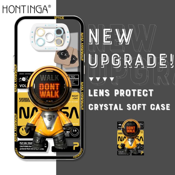 Hontinga for Xiaomi Poco X3 Pro / Poco X3 NFC Back Cover New Astronaut Crystal Case Camera Protection Transparent TPU Soft Phone Cases