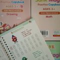 Sank Magic Book //Magic Practice Copybook Set 4 Books, Magic Pen & 10 Ink Refills  with1Grip Writing Handwriting  // Math Book, Drawing Book, Alphabet, and Number learning books for kids // pre-school learning book /Sank practice copybook magic book. 