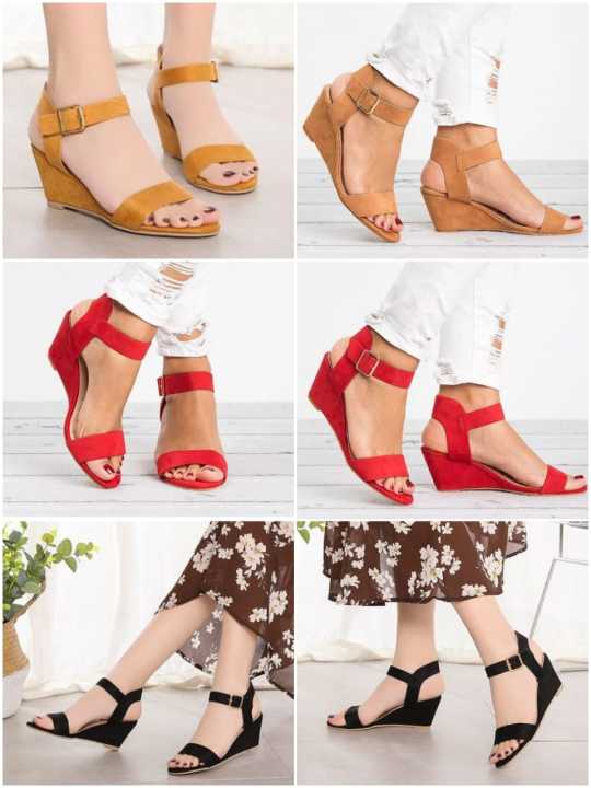 Vibrant Red Sandals with a Buckle Closure that Open at the Toe