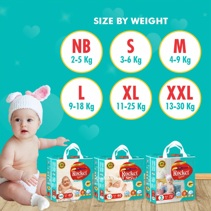 Rocket Premium Diapers All Size ( 1-2, 3, 4, 5, 6 )