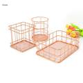 Wire Storage Basket Bin Organizer Holder for Kithen Bathroom Rose Gold Round. 