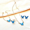 1Set Fashion Exquisite Simple Versatile Butterfly Necklace Bracelet Earrings Ring For Women Girls Wedding Party Jewelry Set Gift BYJ. 