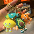 Three-dimensional doll Pikachu avocado keychain pendant children's bag gift factory direct keychain pendant. 