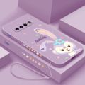 Samsung Galaxy S10 S9 S10+ Plus S10E Cute Stellalou Casing Square Edges Liquid Silicon Back TPU Soft Case with Lanyard Cover. 