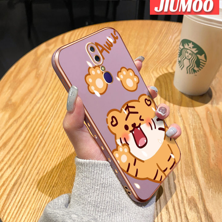 JIUMOO For OPPO F11 Pro A9 2019 A9x Case Cartoon Cute Tiger New Design Luxury Plating Phone Cases Fashion Shockproof Soft Silicone Case Full Cover Camera Lens Protection Cover