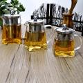 750ml Square/Round Glass Teapot for Couple with Heat Resistant Stainless Steel Infuser Perfect for Tea and Coffee, Clear Leaf Teapot with Strainer Lid gift for your family or friends (750ML). 