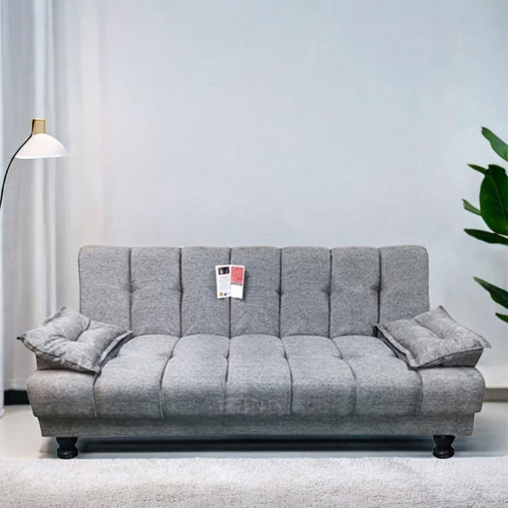 Costumize AKZ Collection 3 Seater Sofa Cum Bed Imported Jute Fabric Silver Colour Armless Compact Living Spaces, Dorms, Guest Rooms, Apartments, Offices,