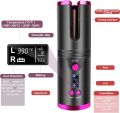 Cordless Hair Curler, Automatic Hair Curling Iron, Heatless Hair Rotating Curler with 3 Temperature & Timer Settings, Portable Rechargeable Rotating Ceramic Curling Fast Heating. 