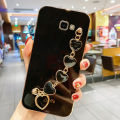Maitus for Samsung Galaxy J7 Prime Back Cover Luxury 6D Plating Shiny Bling Cases with Love Heart Bracelet Soft Silicone Square Bumper Mobile Phone Case for Boy Girls. 
