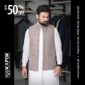 Kapok Khaki Check Waistcoat for Men. 