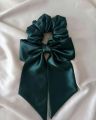 bow silk scrunchies for girls/ soft ponytail-pack of 1. 