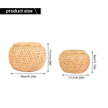 Set of 2 Small Decorative Bamboo Baskets with Lid for Storing Small Items Handmade and Braided Bamboo Storage Box. 