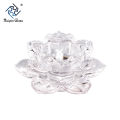 Pack of 2 Golden and White Crystal Glass Block Flower Candle Holders, Home Decor Big Tealight Stand. 