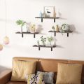 Floating Shelves for Wall Decor Storage, Wall Mounted Shelves Set of 5, Sturdy Small Wood Shelves with Metal Brackets Hanging for Bedroom, Living Room, Bathroom, Kitchen, Book, Dark Brown. 