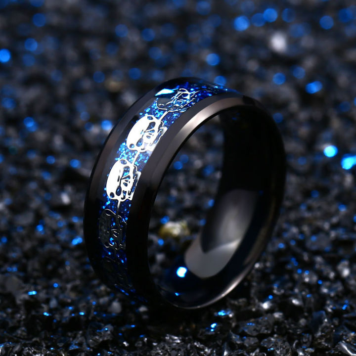Iron Warrior European and American punk jewelry stainless steel rotating skull ring personalized simple titanium steel ring