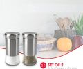 Home Basics 2 Piece Essence Salt & Pepper Shaker, Multicolored, Silver. 