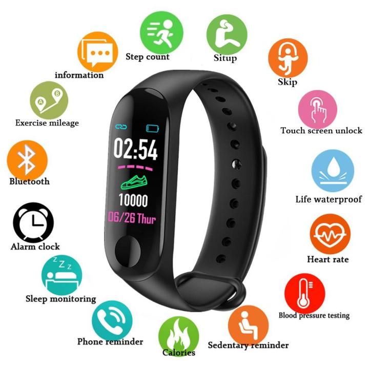 Original M3 Smart Watch Sport Watch Touch Screen Smart Watch IP68 Waterproof Fitness Tracker Heart Rate Blood Pressure Monitor Pedometer 1stop Gadget