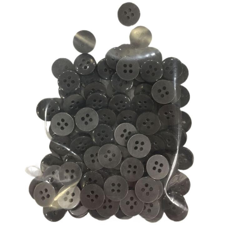 4-hole 100-piece buttons pack grey flat