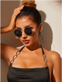 Eldorado Trendy Metal Frame Sunglasses/ Retro Polygon Gradient Mirror Sunscreen Sunglasses. 