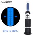 Handheld 0-80% Brix Refractometer Brix Meter ATC Concentration High Sugar Test Tool Fruit sweetness meter. 