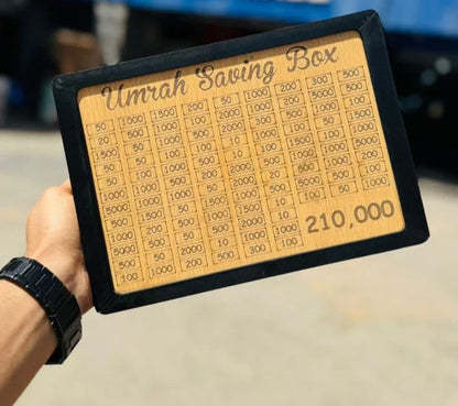 Umrah Saving Box - Wooden Islamic Money Saving Box - 280 Days Hajj ...