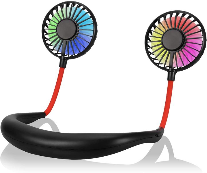 Hanging Neck Fan, Mini USB Rechargeable Dual Window Personal Fan Portable with Perfume Tank for Indoor Outdoor Traveling