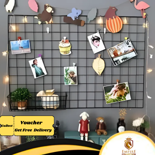 Metal%20Mesh%20Grid%20Panel%20Photo%20Wall%20Decor%20Art%20Display%20-%20Image%202