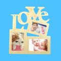 Children DIY Wooden Siamese Letters White Embryo Snowflake Mud Photo Frame. 