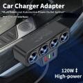 4-in-1 Car Cigarette Lighter Splitter 120W – USB Charger + Dual Socket + Voltage Display. 