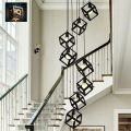 1 in 8 Multi square Lights Staircase Creativity Long Villa luxury staircase chandelier Large Pendant Lights Ceiling Light for Living Room Duplex House spiral Villa luxury staircase chandelier Black. 