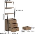 Industrial Bookshelf, Tall Bookcase with 3 Fabric Storage Drawers, Display Standing Shelf Unit for Living Room, Home Office,. 