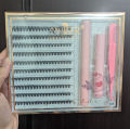 DIY Eyelash Extension Kit, Lash Cluster Kit With Waterproof Strong Hold Eyelash Bond, Eyelash Remover and Tweezer (200 clusters). 