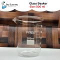 500 ml IwakiPyrex-Beaker, Low Form Griffin, 3.3 Borosilicate Glass, Double Scale, Graduated. 
