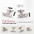 King Handcrafted Silver Cufflink Imitation Rhodium Plated, Unique Fashion Style Jewelry For Men. 
