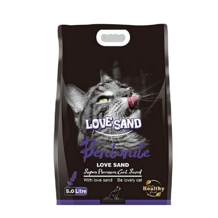 Love Sand Cat Litter, Natural Bentonite Sand, Lavender Scent 5 Liters (Imported)