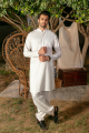 Shahid Afridi Classic White Shalwar Kameez. 