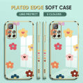 (Free Lanyard) Luxury 6D Plating Case for Redmi Note 11 5G / Xiaomi Poco M4 Pro 5G Back Cover Color Cartoon Flowers Side Pattern Soft Silicone Square Phone Cases. 
