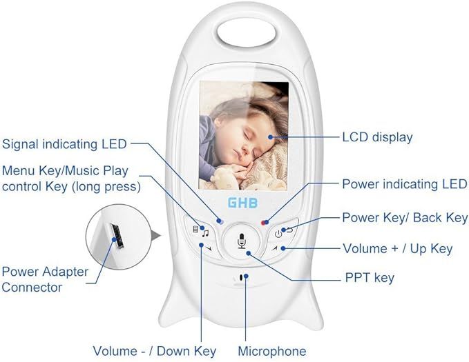 GHB%20Baby%20Monitor%20Video%20Baby%20Monitor%20with%20Camera%20Wireless%20Baby%20Monitor%202.0"%20LCD%20Display%20Baby%20Lullaby%20Night%20Vision%20Temperature%20Monitoring%202%20Way%20Talk%20-%20Image%206