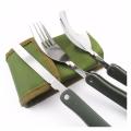 Multifunction Outdoor Tableware,3 in 1 Camping Folding Spoon Fork Knife Portable Cutlery Set with Pounch. 