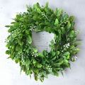 Realistic Artificial Buxus Sinica Wreath Garland Home Door Hanging Decor Headwear. 