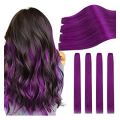 Pack of 6-PCS Purple Long Straight Hair Clip Extensions for girls and women's - purple. 
