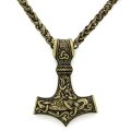 Dropshipping Thor Hammer Mjolnir Vikings Necklaces Men Amulet Scandinavian Male Pendant With Steel Chain Norse Jewelry. 