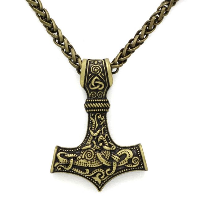 Dropshipping Thor Hammer Mjolnir Vikings Necklaces Men Amulet Scandinavian Male Pendant With Steel Chain Norse Jewelry