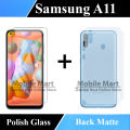 Samsung Galaxy A11 Tempered Glass Screen Protector Polish Glass + Back Matte Protector Soft Skin Sheet Soft Film Protector For Galaxy A11. 