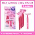 5 Pcs Pack Original MAX Lady Razor | Women Razors Pack | Hair Remover Tool | Razor for Women Female Hair Removal | Ladies Razer | Shave Body razor | Disposable Body Shaving & Trimming | Ladies / Lady Womens Girls Shaver. 